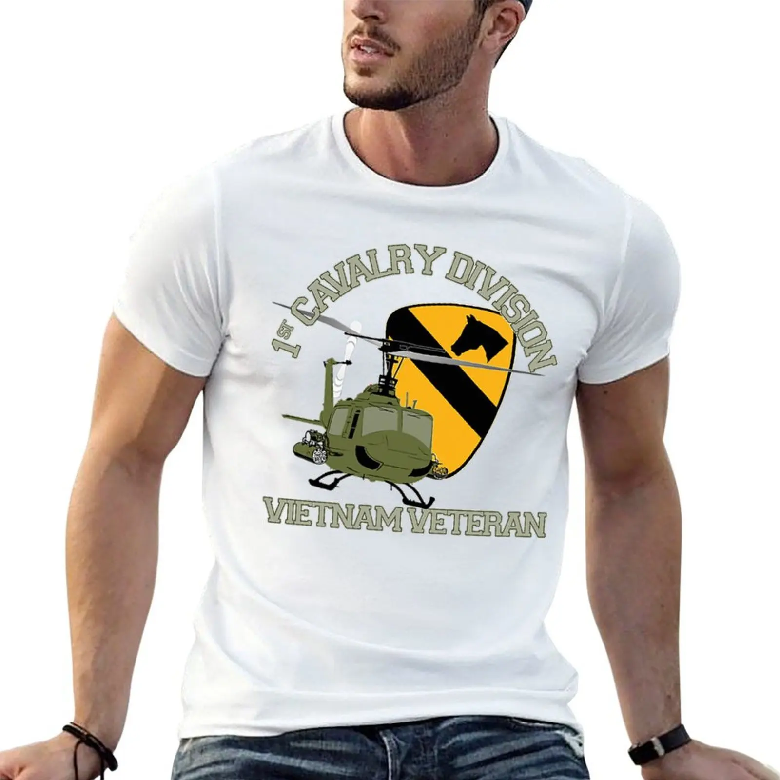 

1st Cavalry Division Vietnam Veteran UH1 Gunship Veteran Day (1) T-Shirt t shirt men 100% cotton luxury brand T-Shirt