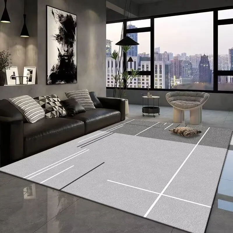 Modern Geometric Abstract Style Coffee Tables Mat Foldable Short Velvet Cloakroom Rug  Washable Easy Clean Entrance Door Mat