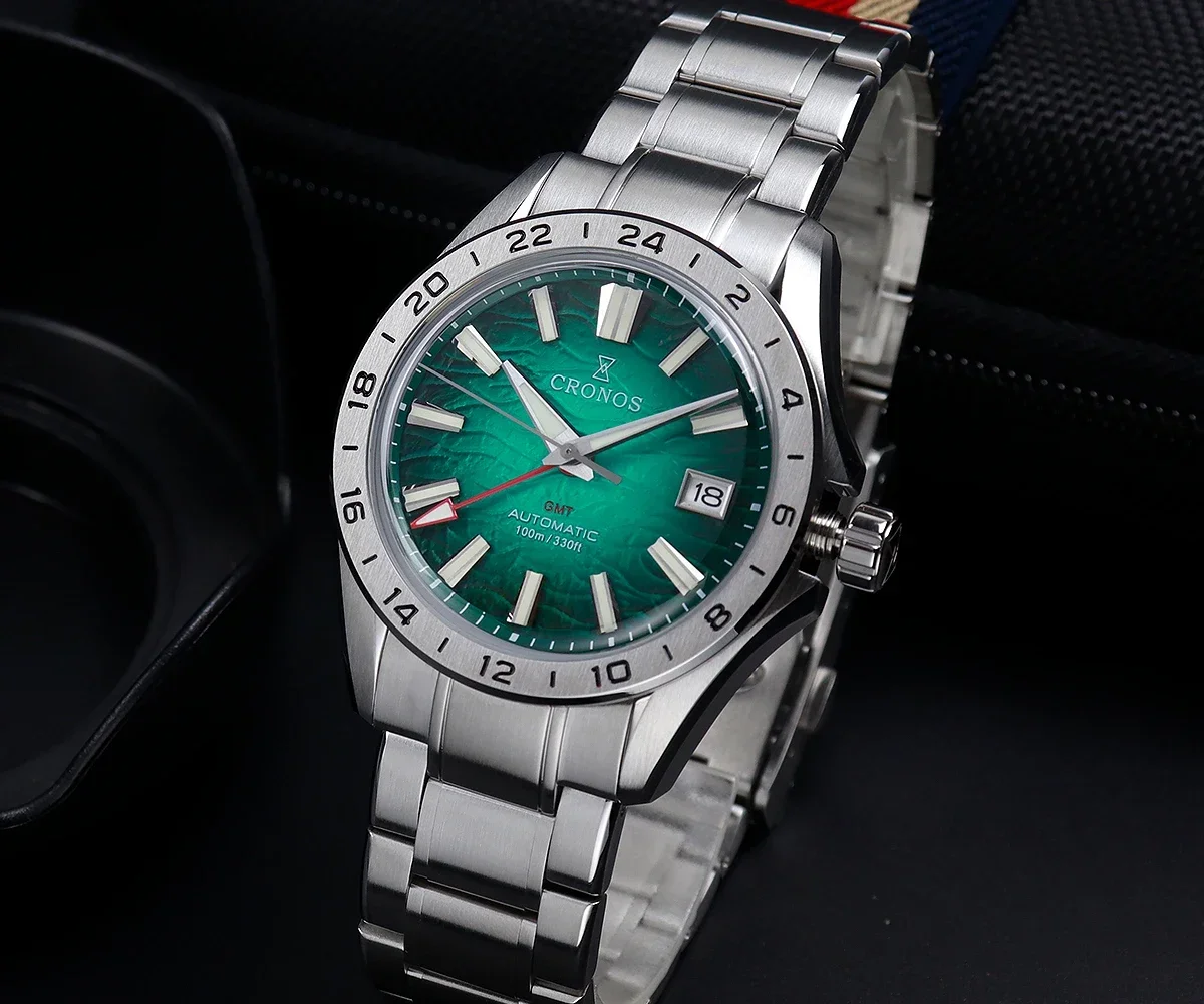 Cronos GS 39mm Gradual Desert Texture Men Watch NH34 Automatic Mechanical Bubble Sapphire Glass Brushed Bracelet 10ATM L6029 V2