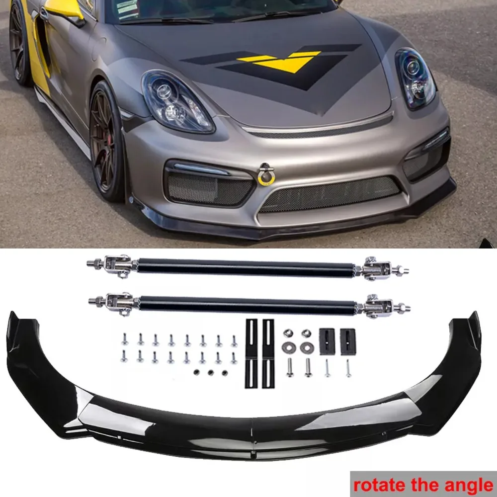 

Gloss Front Bumper Lip Splitter Spoiler+ Strut Rods For Porsche Cayman 2006-2016 United States