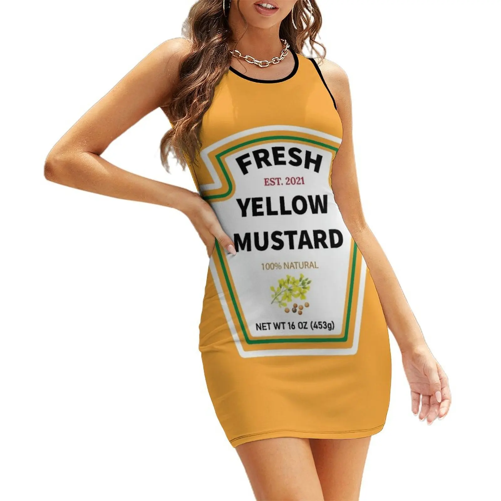 

Fresh Yellow Mustard Halloween Costume Sleeveless Sundress women's dresses luxury sexy dress for women wedding dresses for woman