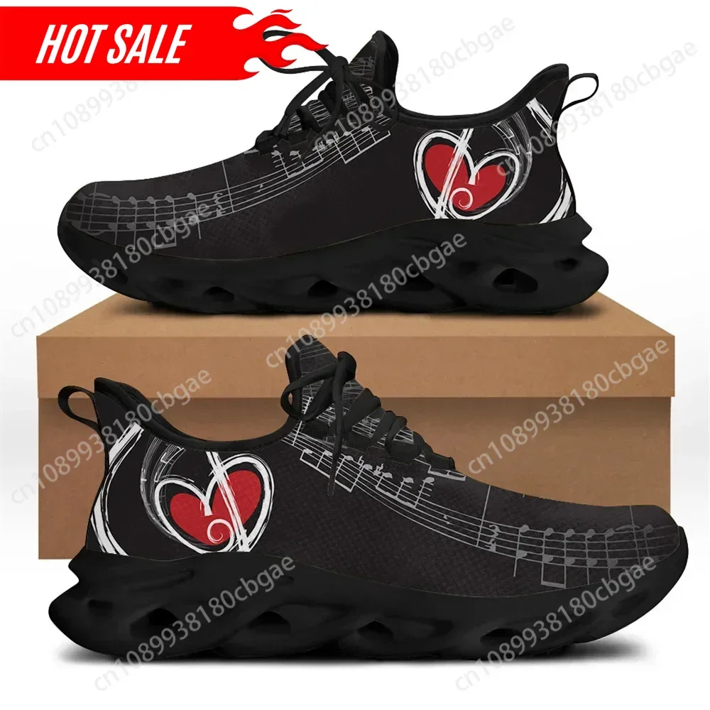 Hot Drop Ship 1pcs Men's Shoes Casual Flats Sneakers Lace-up Music Note 3D Pattern Comfortable Breathable Shoes for Boys