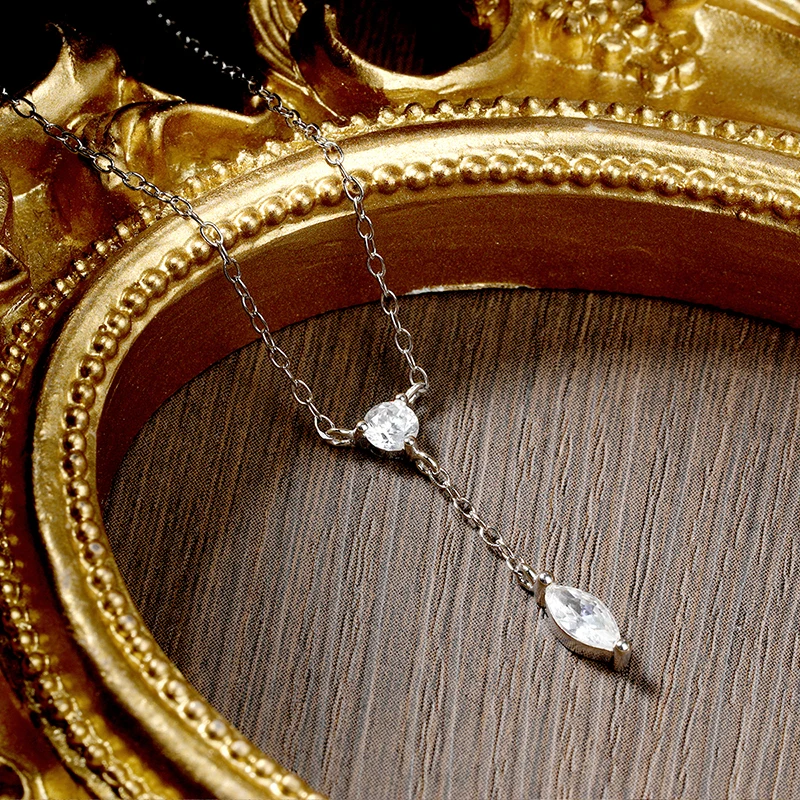 KNOBSPIN Moissanite Necklaces for Women GRA Certified 3x6mm Marquise Cut Gemstone Pendant s925 Sterling Silver Dainty Necklaces