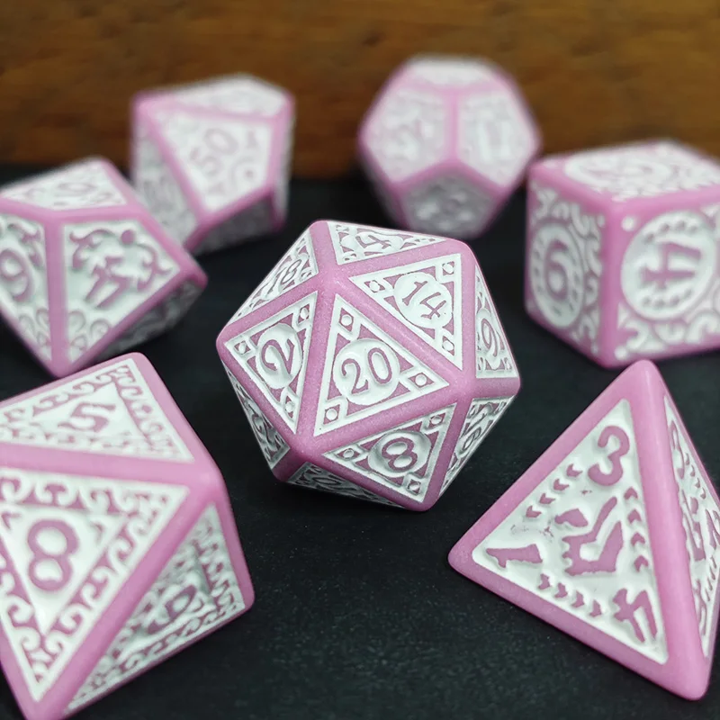 ألعاب النرد TRPG DND مجموعة النرد معظم البوب متعدد الألوان مذهلة نمط الخط الرجعية ونمط لعبة لوحة الترفيه التذكارية #4