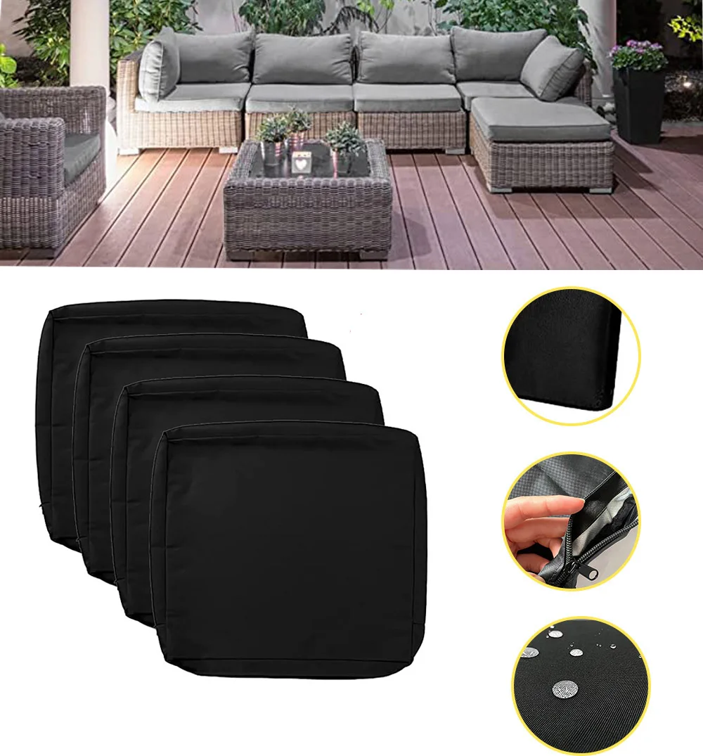 1-4 Pieces Sofa Cushion Cover Garden Outdoor Cushion Replacement Cover Waterproof Chair Seat Cushion Sofa Cover with Zipper