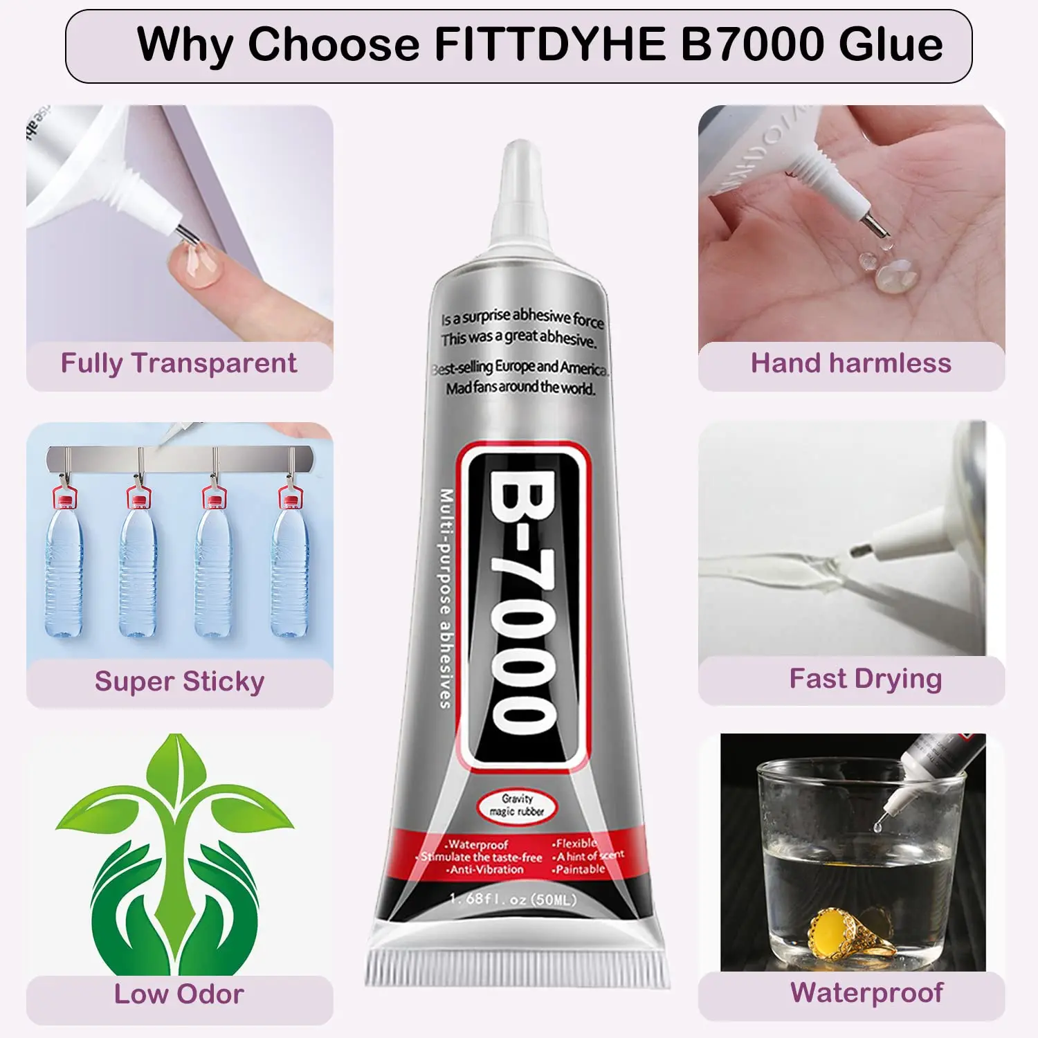B7000 Semi-Fluid High-Viscosity Clear Adhesive for Gemstones, Diamonds, Rhinestones, and Jewelry Making – 15ml image 3