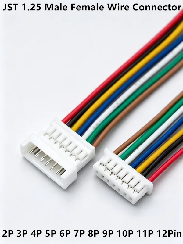 10Pcs JST 1.25 Male Female Wire Connector Pitch 1.25mm 2P 3P 4P 5P 6P 7P 8P 9P 10P 11P 12Pin Plug Jack Terminal Cable 10 20 30CM
