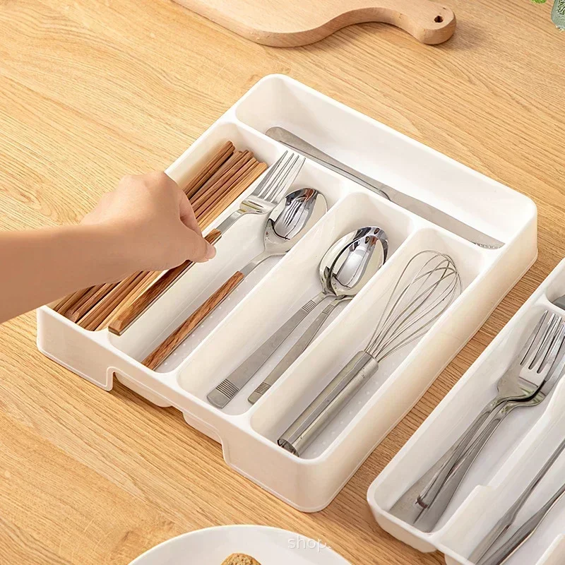 S/L Easy Clean Compartments Cutlery Organizer Daily Drawer Divider Tray Rectangle Home Kitchen Spoon Fork Separation Box