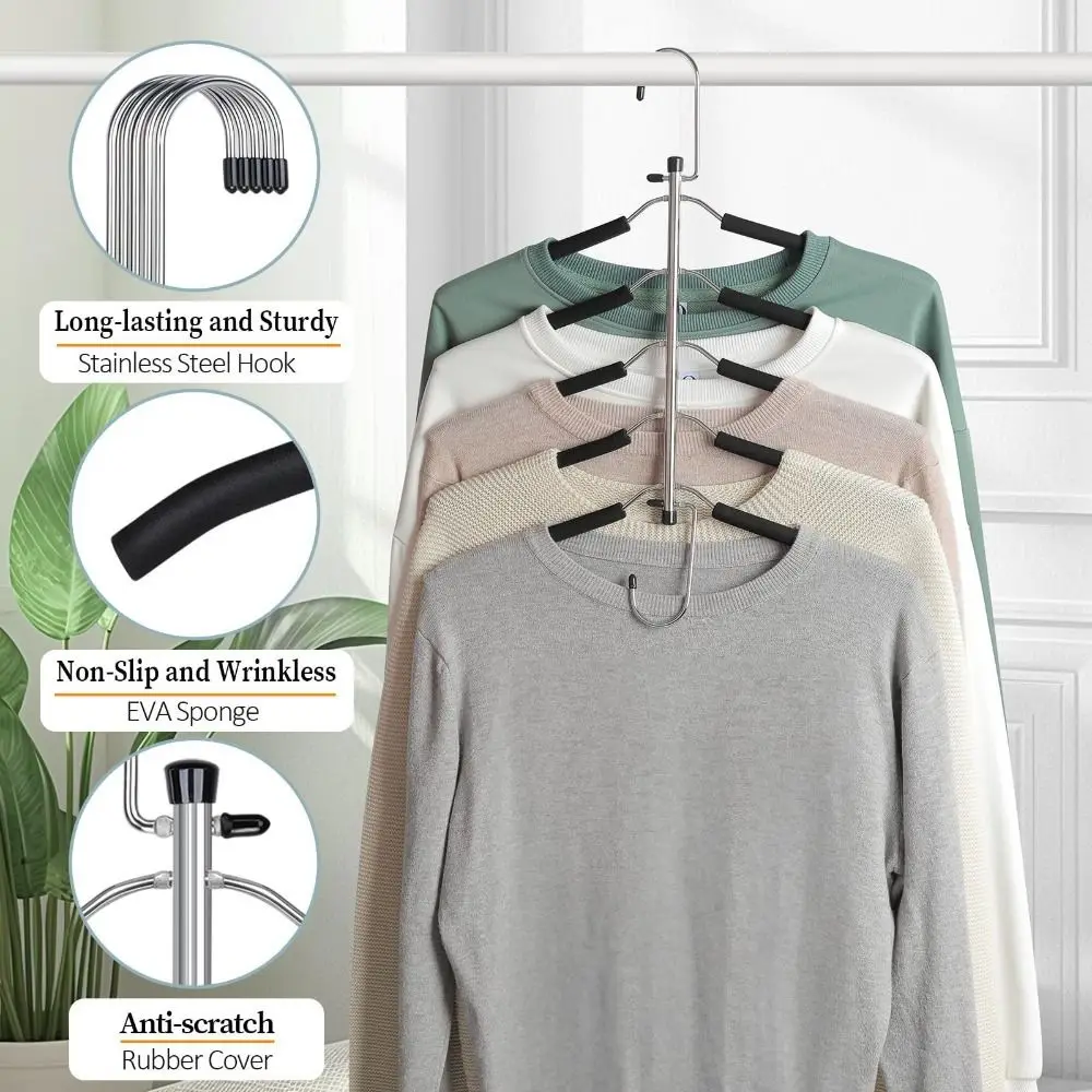 5 in 1 Multi-Layer Hanger Traceless Heavy-Duty Non-Slip Clothes Rack Creative Multifunctional Space Saving Hanger Bedroom