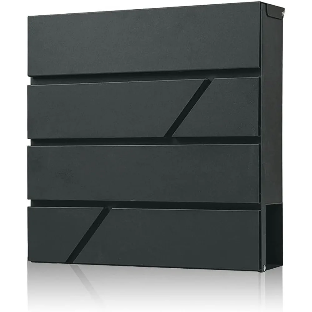 

Mailbox Wall Mount Large Capacity Locking Mailbox Outside Galvanized Steel Cover Rust-Proof Metal Post Box with Newspaper Holder