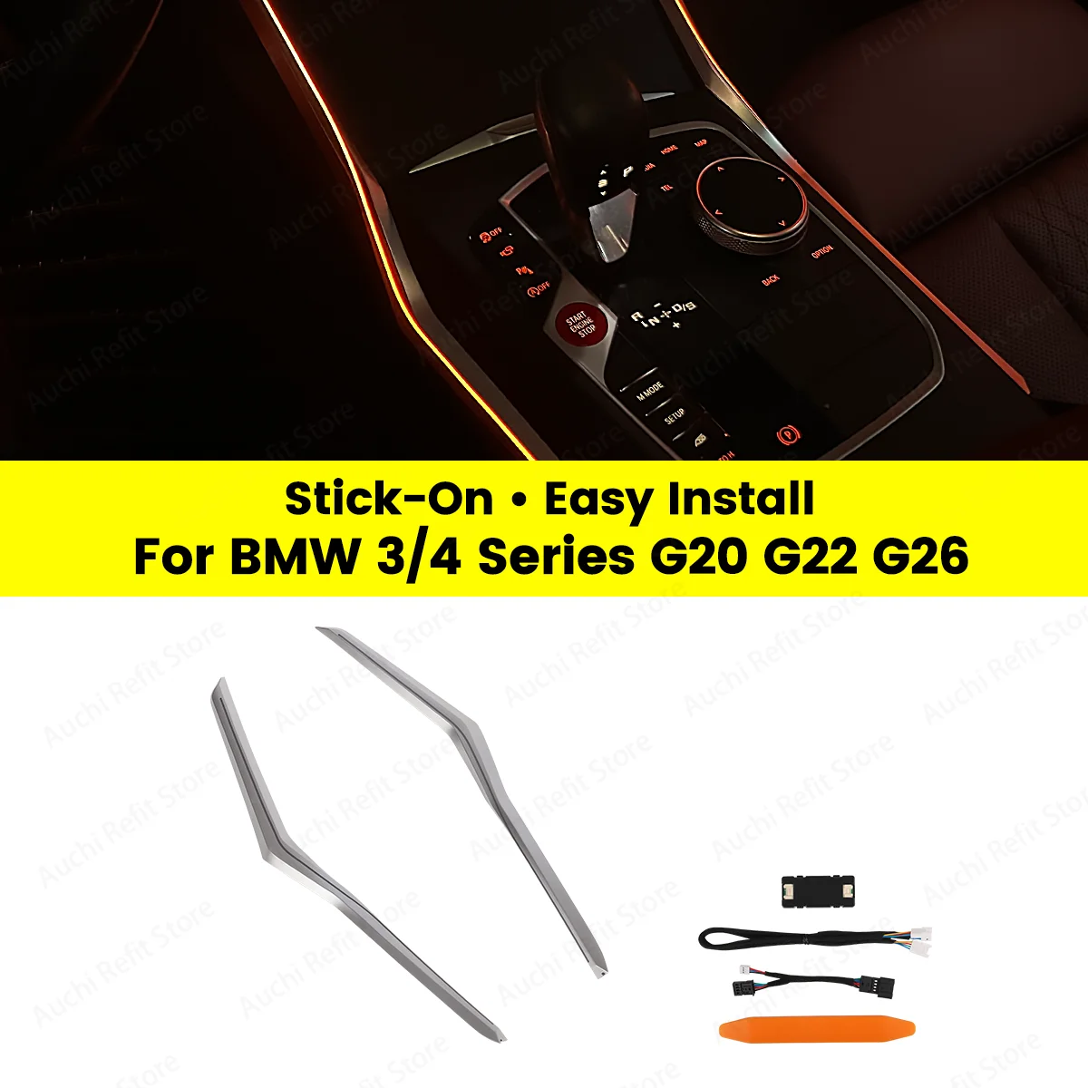 Auchi Not Remove The Original Center Console Saddle Light For BMW  3/4 Series G20 G22 LED 11 Colors Adhesive Decorate Lights