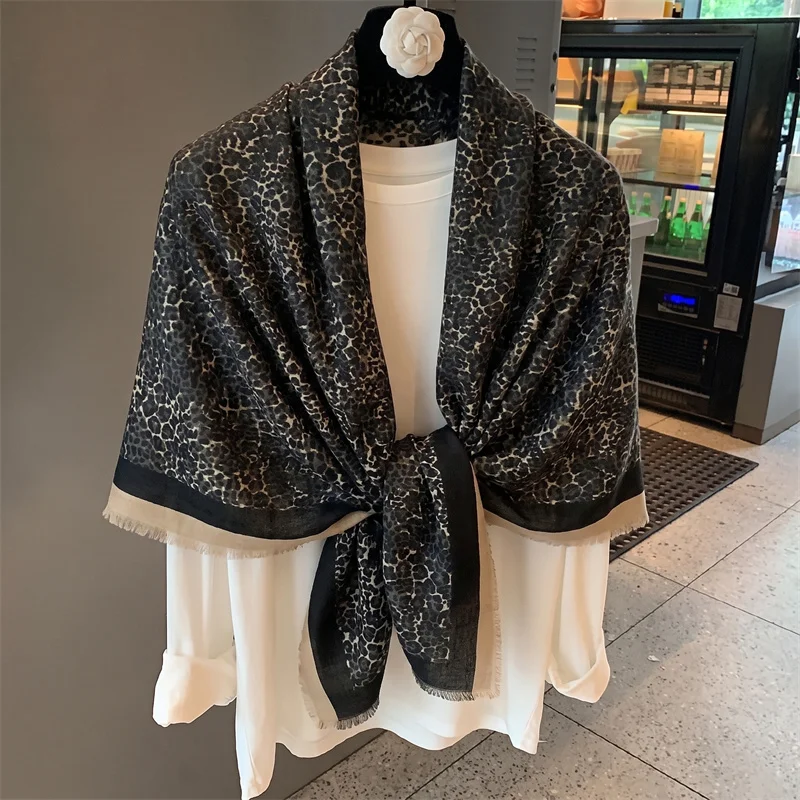 Minimalist Satin Hijab Women Black Gold Print Scarf Soft Fringe Shawl All Match Modest Outfit Daily Commute Wear Premium Quality