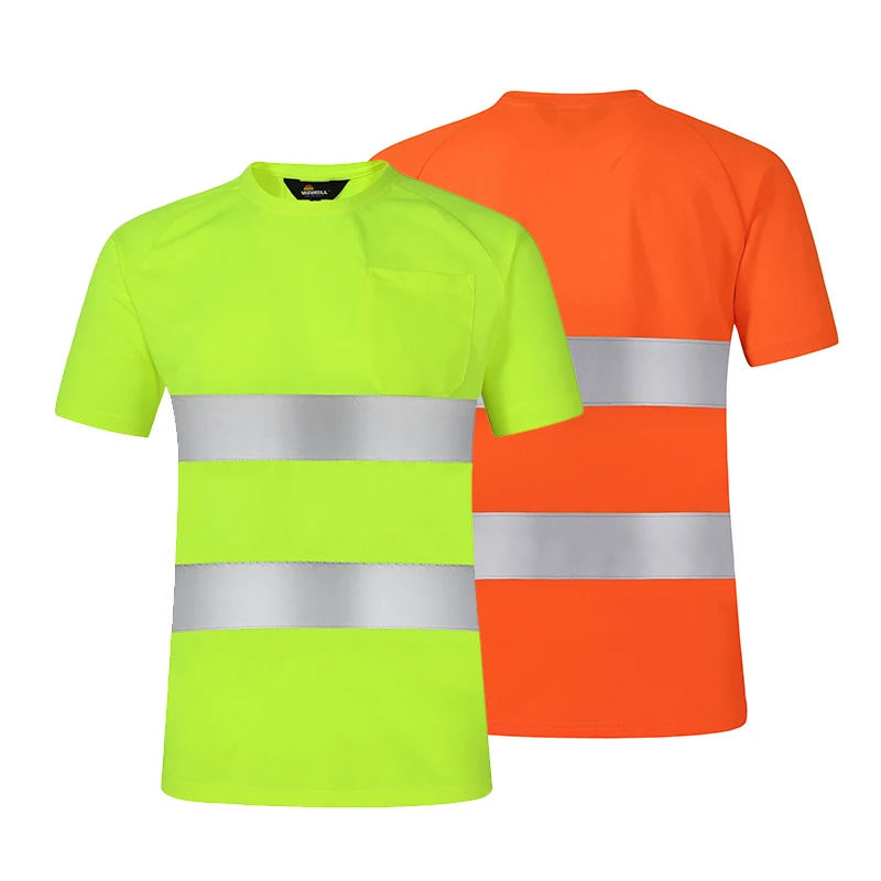 Outdoor sportshirts Fluorescerend veiligheidswerkshirt met hoge zichtbaarheid Korte zomer ademend werk-T-shirt Reflecterend T-shirt