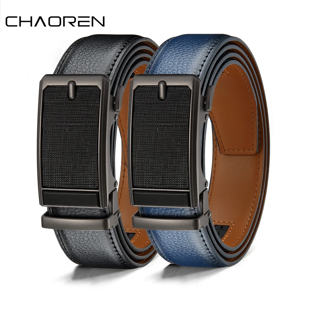 Men Belts Metal Automatic Buckle Brand High Quality Leather Belts for Men Famous Brand Luxury Work Business Strap