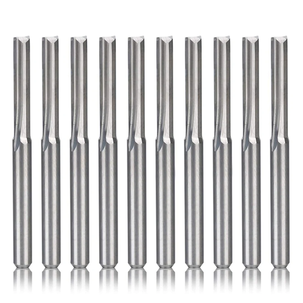 10Pcs 2 Flute Cnc Router Bits 3.175Mm Straight Slot Tungsten Steel Milling Cutter for Wood Plastic