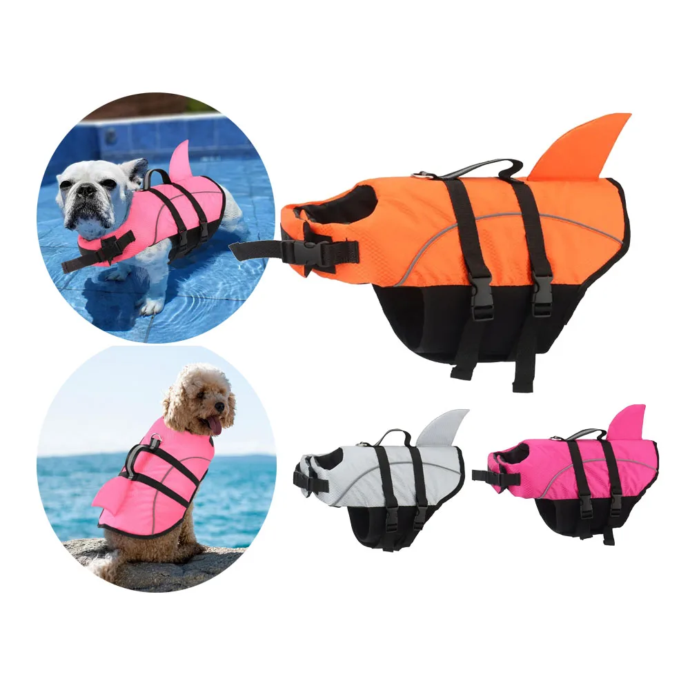 Ripstop Dog Life Jacket Dogs Cat Shark Life Vest Safety Lifesaver with Buoyancy Pet Vest Lift Handle for Puppy Small Medium Dog