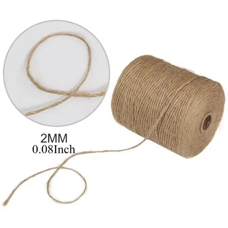 2MM 100M/lot Natural Jute Twine Cord Brown Twine Rope Jute Rope For DIY Crafts Gift Wrapping Wedding Christmas Decor