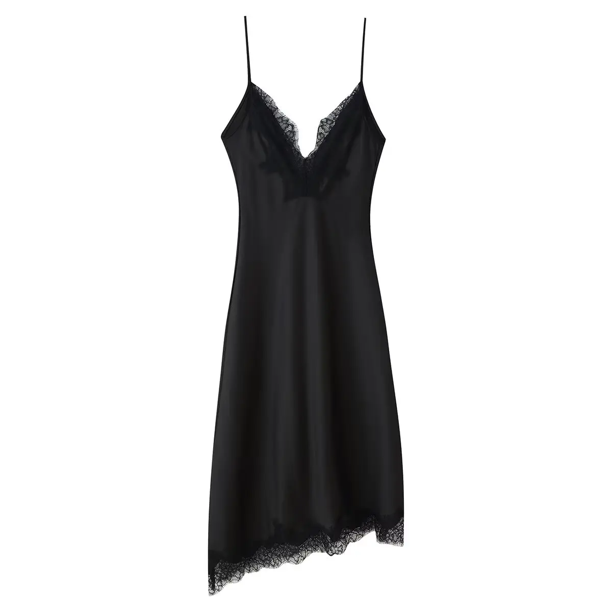 Tidalyf 2025 Women Satin Lace Trim Cami Dress Heart Neckline Sleeveless Backless Elegant Sexy Chic Party Outfit