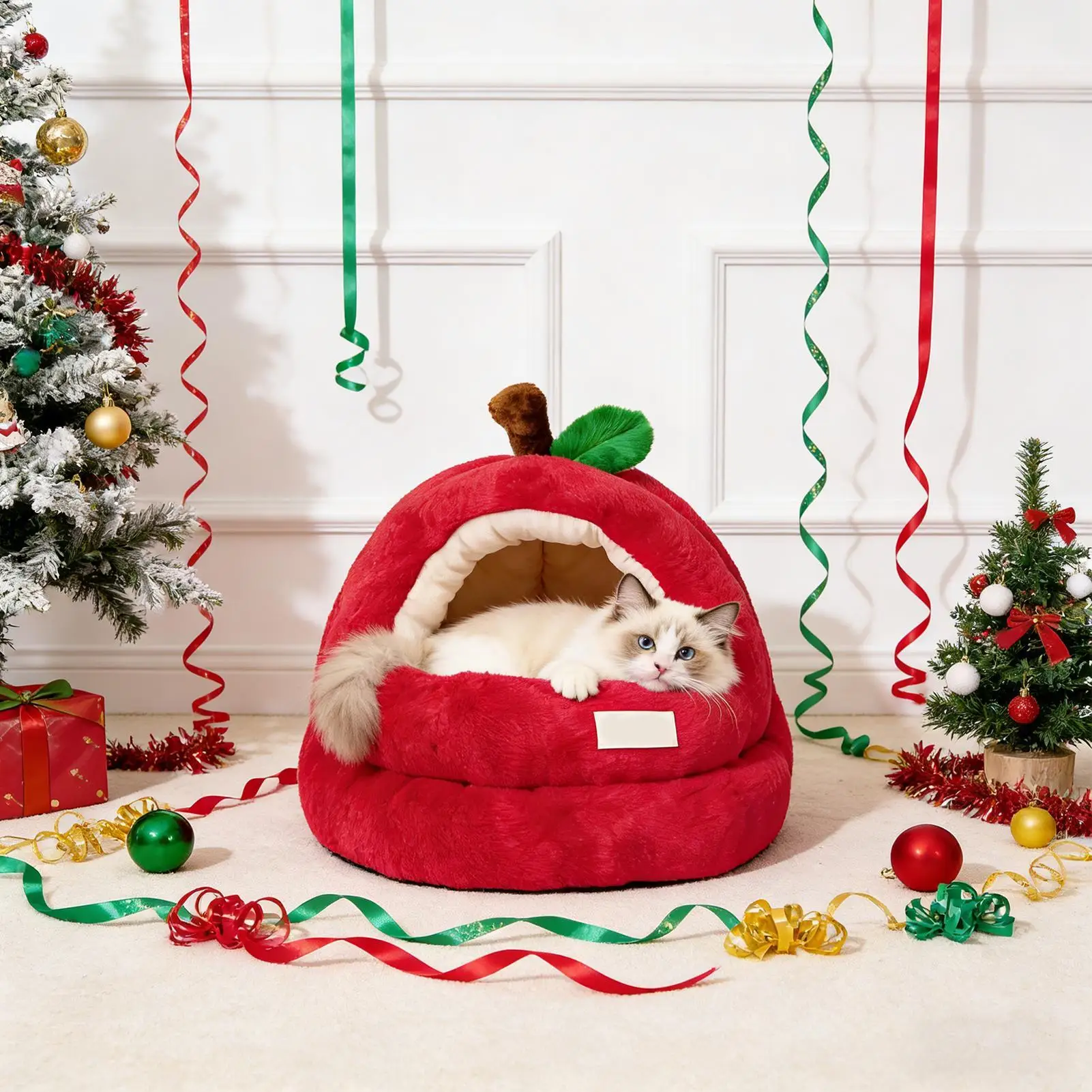 

Мягкая плюшевая полузакрытая лежанка-домик для собак и кошек, теплая кровать для сна для маленьких, средних и крупных пород, для котят и щенков, для использования на веранде и балконе