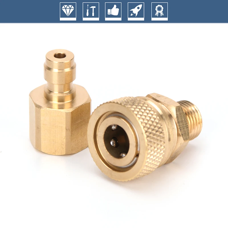 Copper Air Refill M10x1 Socket Female Plug Connector 1/8NPT Male Quick Disconnect Coupler Fitting 1/8BSPP 2pcs/set