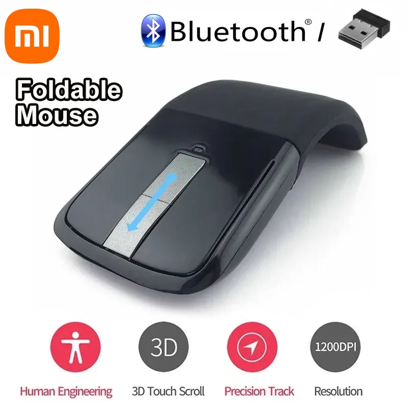 

Ультратонкая складная дуговая оптическая мышь Xiaomi, беспроводная мышь Bluetooth, эргономичная портативная 3D сенсорная мышь, универсальная офисная игра