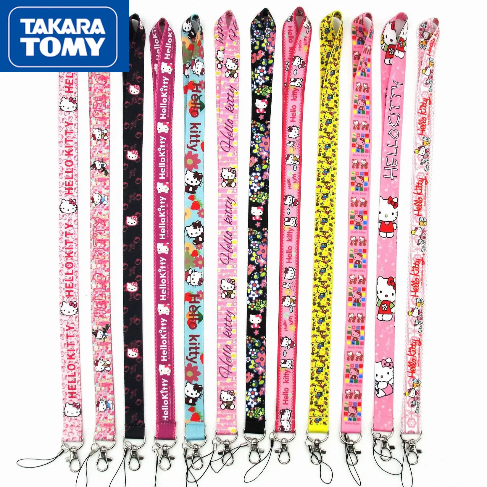 TAKARA TOMY Hello Kitty Multi-function Lanyard Cartoon Cute Mobile Phone Lanyard Work Card Lanyard Exquisite Hanging Neck