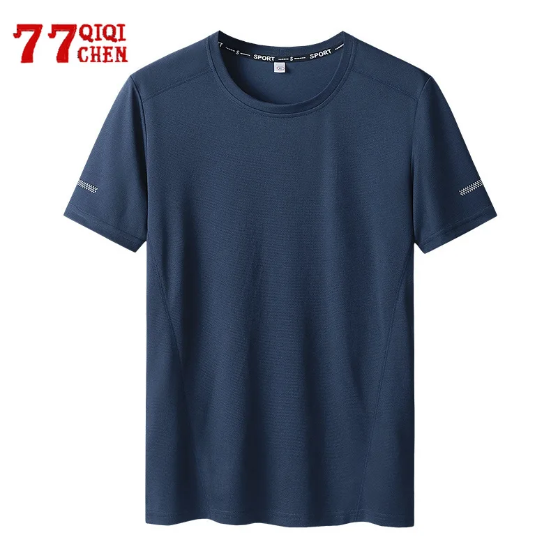 Summer T Shirts Men Plus Size L-9XL Quick Dry Outdoor Sports Tee Tops O-Neck Casual Elastic Force T-shirt Male Chemise Homme