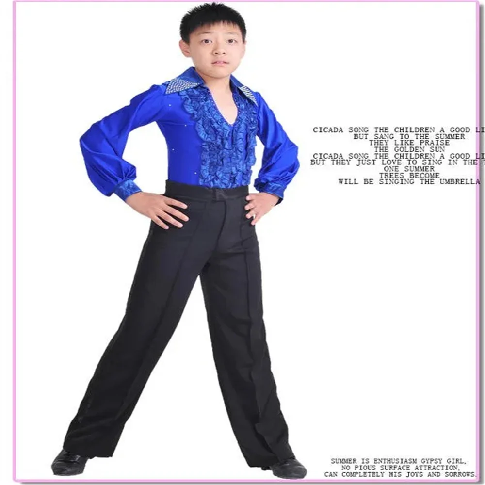 New Arrival Black color Professional men Latin Dance Pants Spandex Boys Ballroom Dance Pants