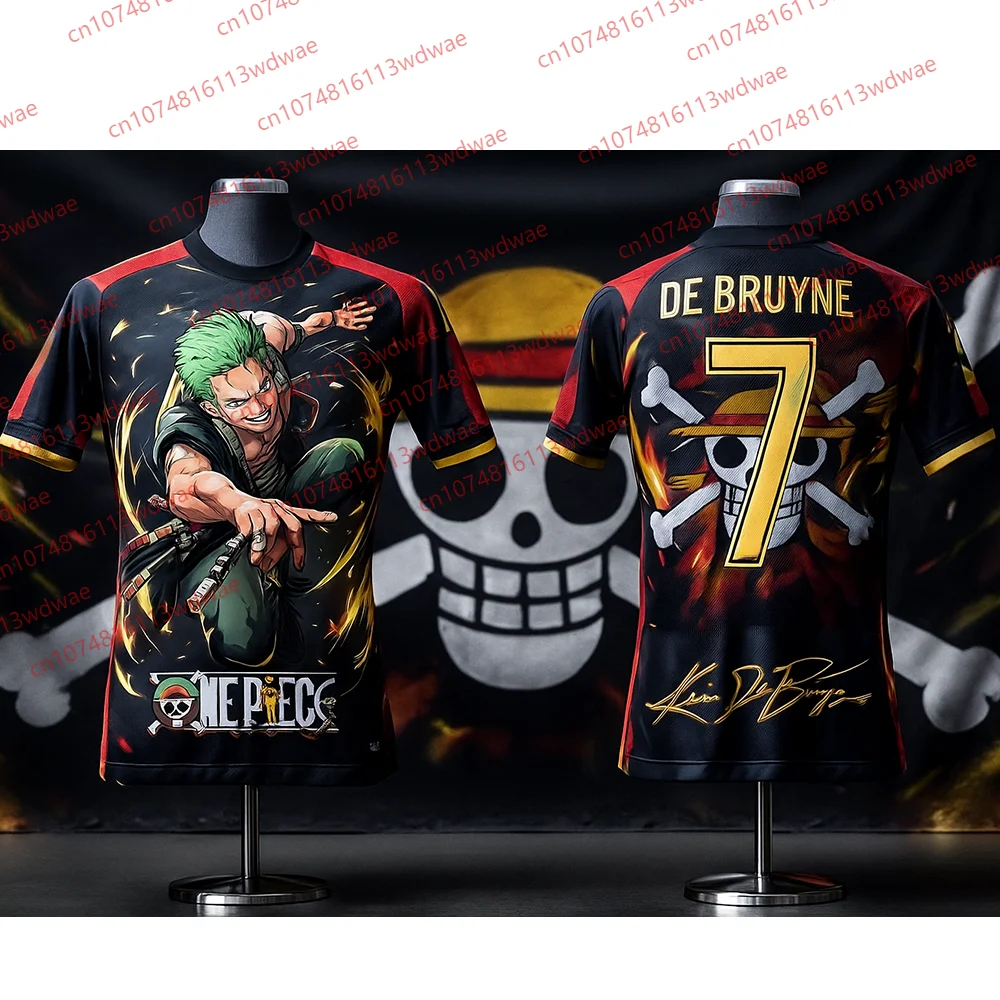 Hip Hop One Piece Jersey Gear 5 Luffy Camiseta de fútbol Edición especial de fútbol De Bruyne 7 Jersey Kit Bélgica Camiseta de fútbol