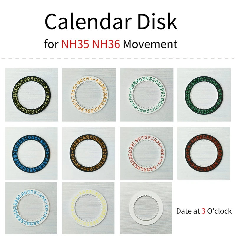 NH35 NH36 Date Dial Fits NH35 NH36 4R35 4R36 Automatic Mechanical Movement SKX007 SKX009 Watch Case Day Date Dial Wheel