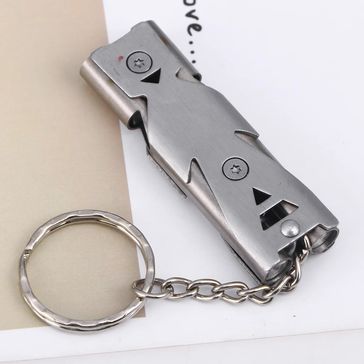 1 Pc Emergency Whistles High Pitch Double Tubes Survival Lifeguard Whistle Lanyard Keychain Outdoor Camping Hiking Boating Hunti