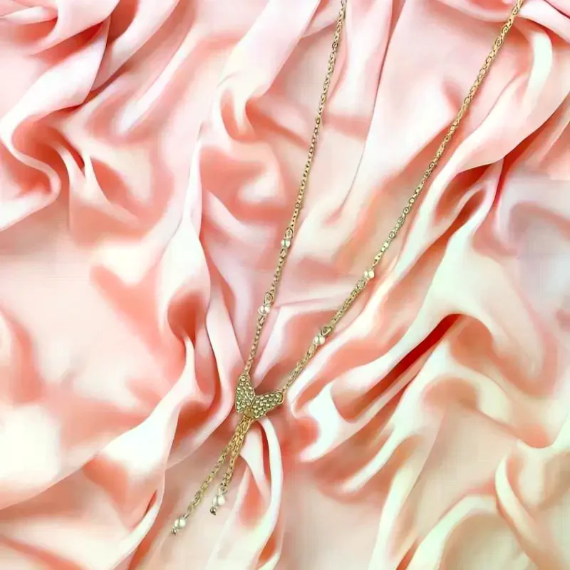 Shiny Pearl Butterfly Necklace Crystal Pendant Collar Chain Necklace Ladies Wedding Party Jewelry Gift