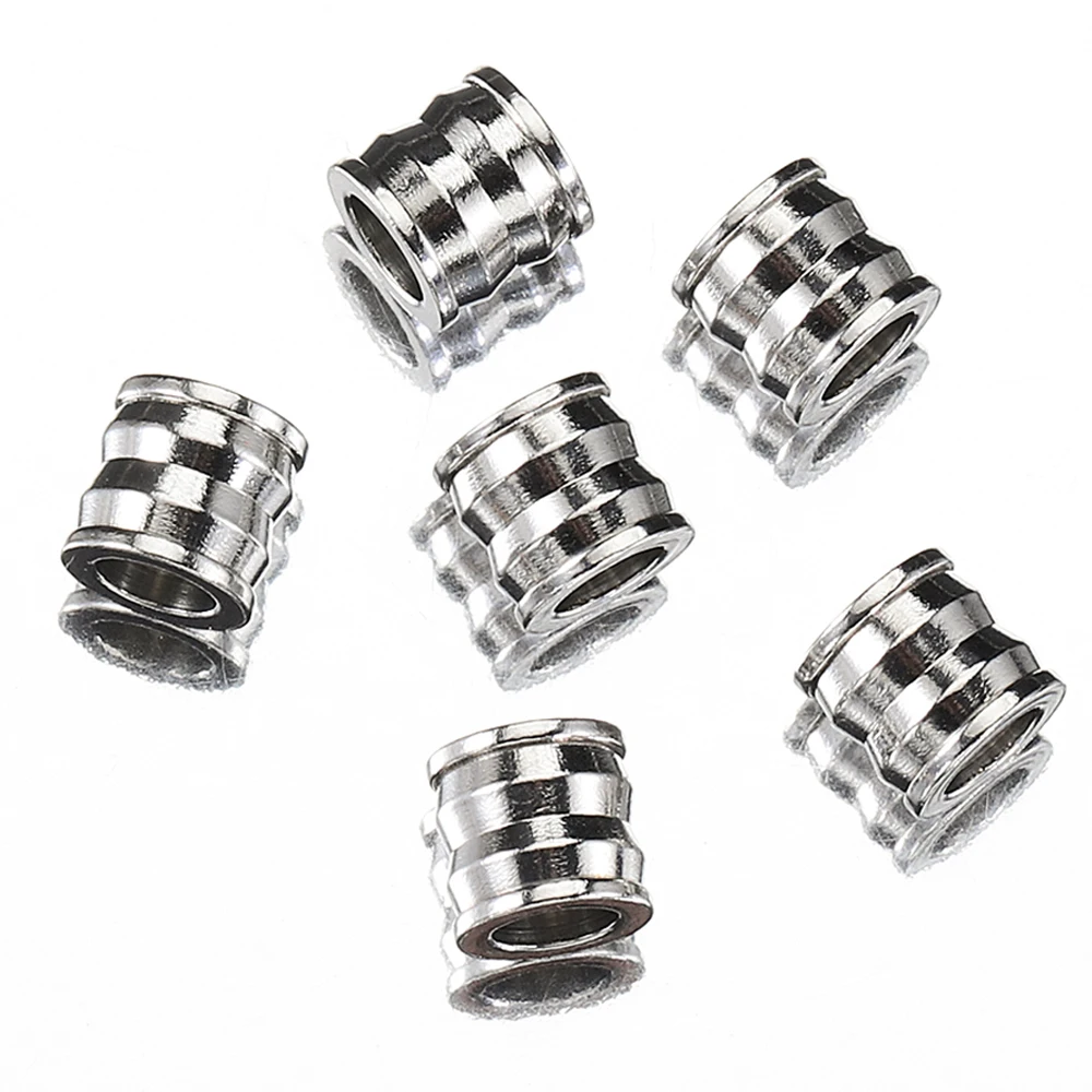 20pcs Stainless Steel Spacer Loose Bead Big Hole Beads 8mm Bamboo Shape Charm Pendants for Bracelet Necklace DIY Jewelry Making