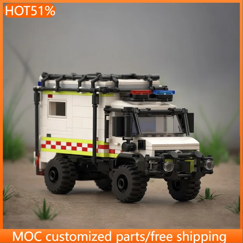 

523 PCS transport Dangerous area rescue ambulance MOC Customize Modular Building Block Model Educational DIY Toy Birthday Gift