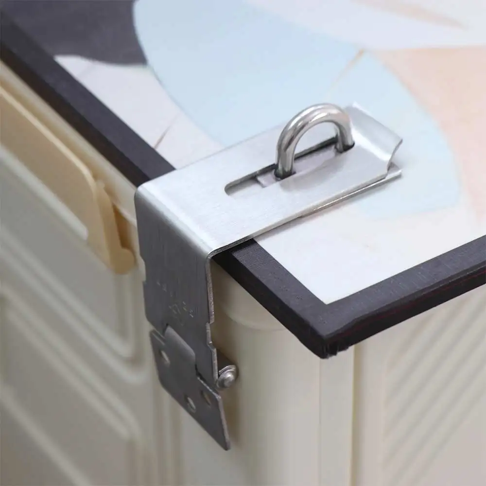 Easy To Install 90° Padlock Hasp Anti-theft Sturdy Lock Plate Buckle Stainless Steel Safety Clasp Lock Drawer