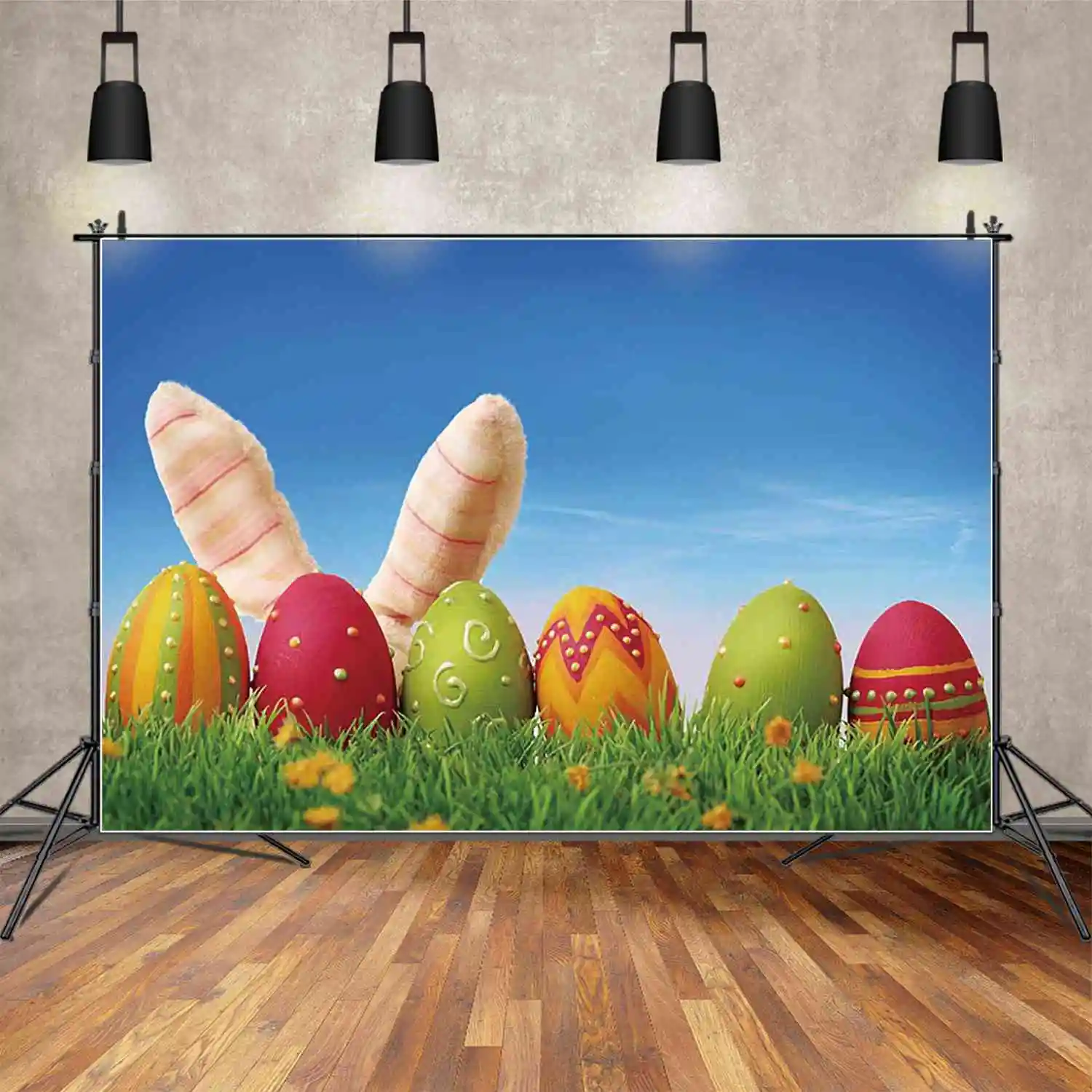 MOON.QG Easter Day Photography Background Wooden Wall Tulip Rainbow Photocall Backdrop Baby Photo Studio Photozone Accessories