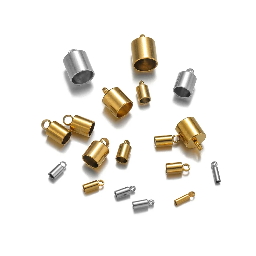 20pcs 18K Gold Stainless Steel Bucket Rope Caps Crimp End Caps for DIY Jewelry Findings Bracelet Necklace Components Wholesale view 5