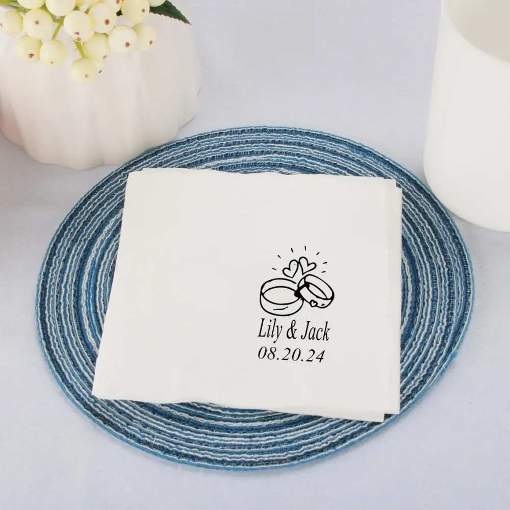 70 pcs Custom Personalized napkins,Custom Wedding Cocktail Napkins,Wedding Anniversary Engagement Printed Custom Monogram