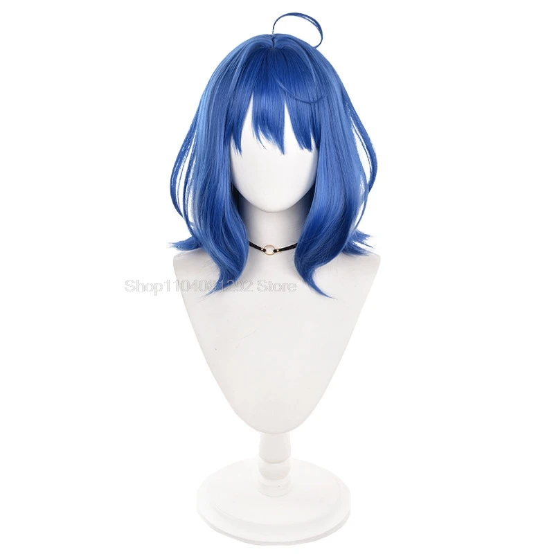 Anna Yanami Cosplay Pruik Anime Makeine 45cm Kort Haar Blauwe Pruik Cosplay Hittebestendige Synthetische Pruik voor Volwassen meisje Cosplay Party