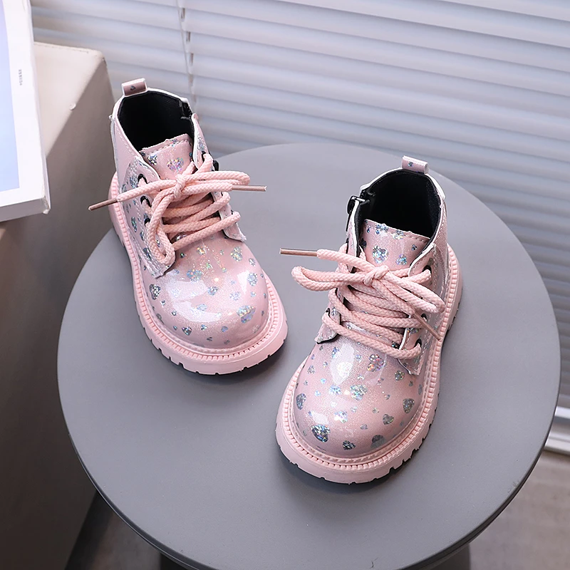 2024 Modne buty dziecięce z nadrukiem gwiazd Wiosna Jesień PU Zip Toddler Children Ankle Shoes Anti Slip Baby Girls Boys Boots