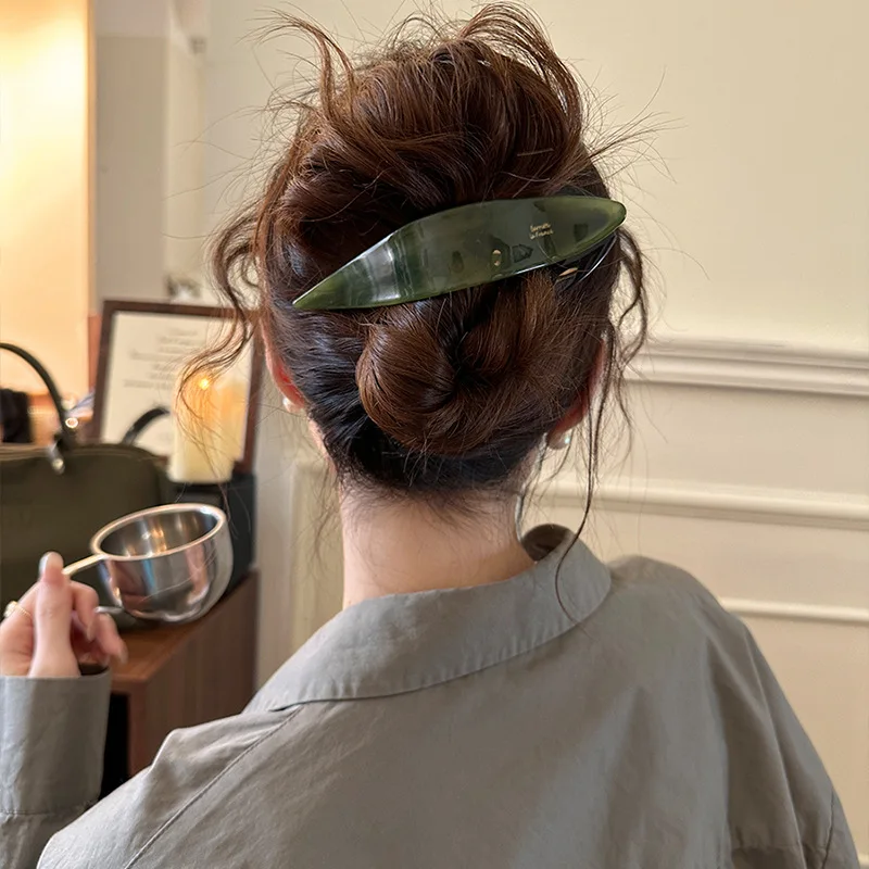 

Заколка-крокодил из ацетата с волнистым краем, большая заколка-уточка для женщин; заколка для прически-пучка на затылке, элегантный аксессуар для волос