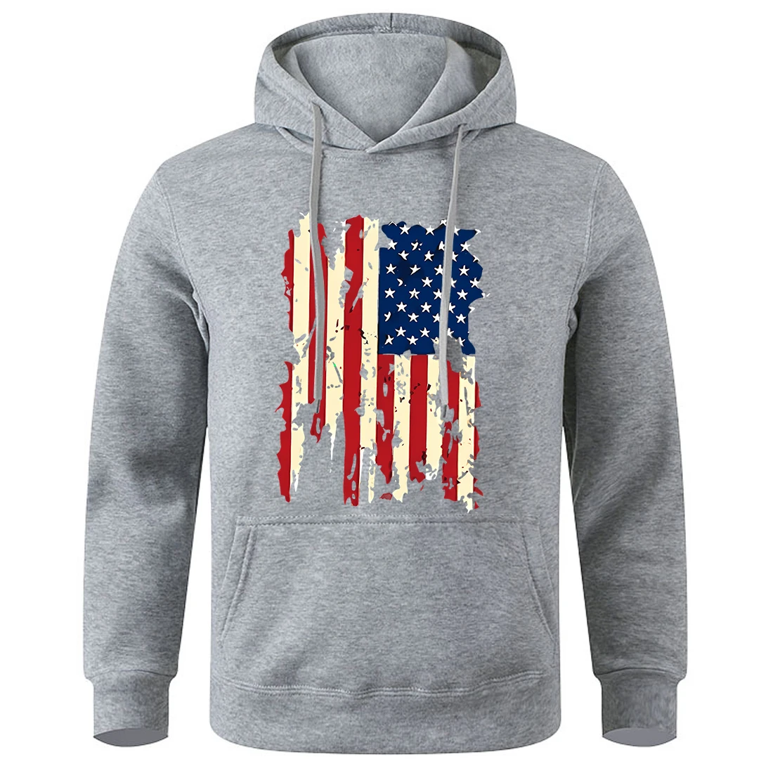 The Battle Of The American Flag Printing Hooded Male Basics Loose Sport Shirts Leisure Comfy Sweatshirt Trendy Oversized Top