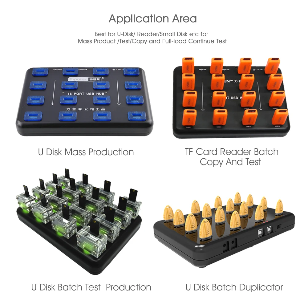 Sipolar A100 16 Port Industril USB 2.0 Duplicators Hub Copiers Supports U-Disk TF Card Reader Batch Production Testing Copy