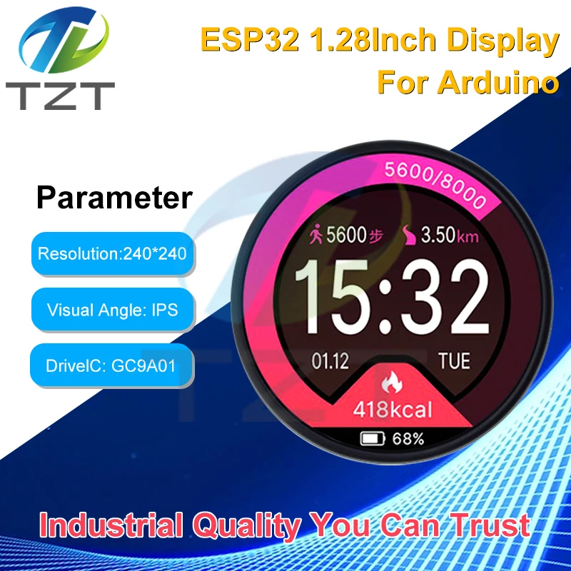 Imagem -03 - Relógio Inteligente com Toque para Arduino Ips Lcd Módulo Tft Wifi Bluetooth Placa de Desenvolvimento 1.28 240x240 Ips Esp32