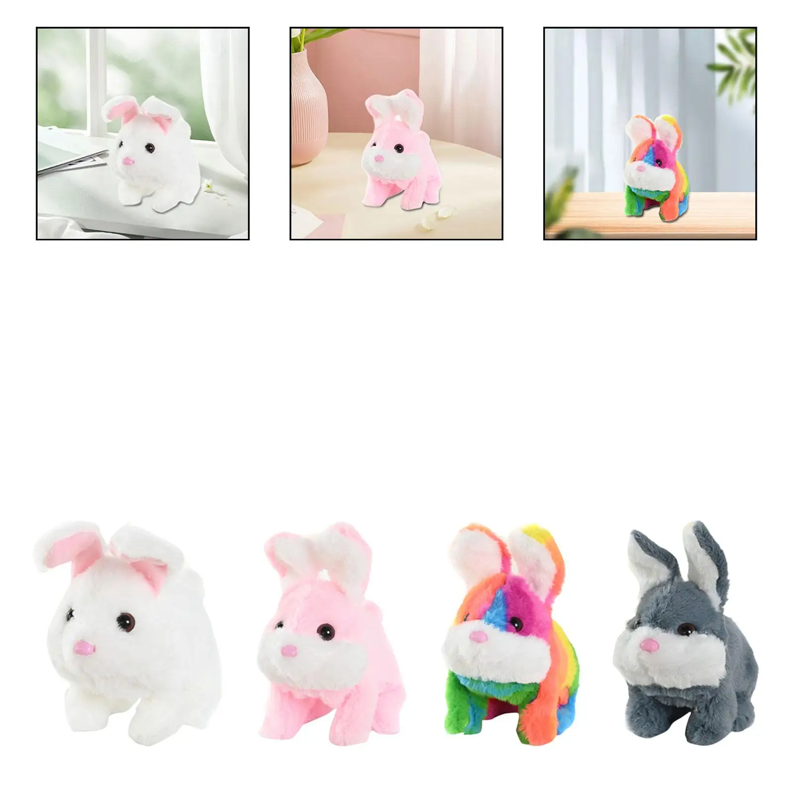 Conejito eléctrico de peluche, regalo de cumpleaños, simulación, lindo Animal relleno, conejo de peluche interactivo para niños, niños y niñas