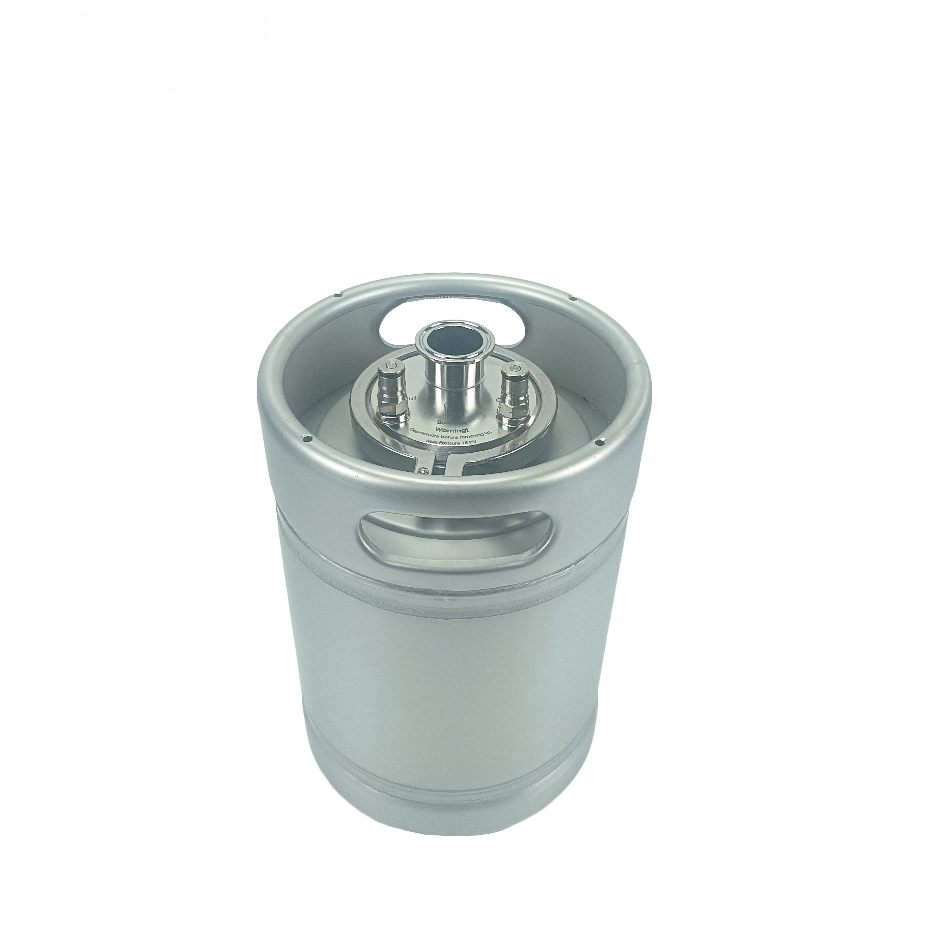 Barril de cerveza de 10L de acero inoxidable 304 con 4 conexiones Tri-Clamp, tipo Corny, con espumadera, sistema A/D/S/G, bandeja de goteo para elaboración casera, mini barril para malta