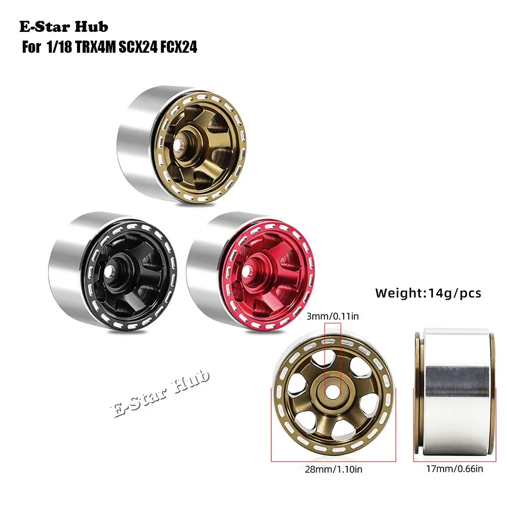 

1 Inch Climbing Car Aluminum Alloy Wheels for 1/18 TRX4M SCX24 FCX24 Metal Upgrade Parts Rc Model Crawler Car Truck Buggy