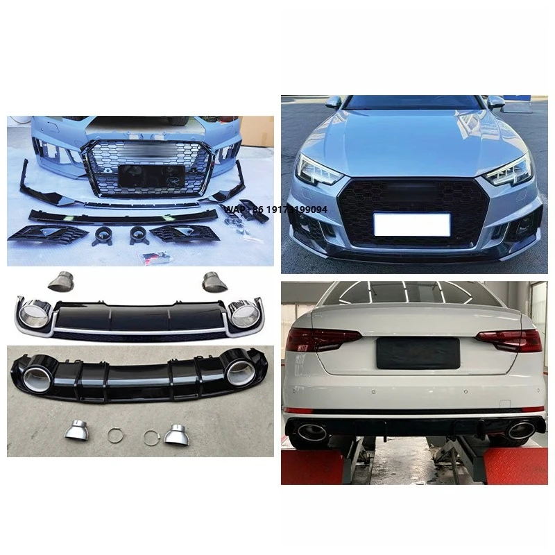 

New Car Modification A4 Upgrade RS4 Body Kit with Fog Light Front/Rear Bumpers Bolt-On for 2017 A4