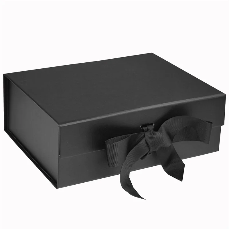 Custom High End Folding Clamshell Black Gift Box Printed Logo Clothing Shoes Pants Packaging Box A356