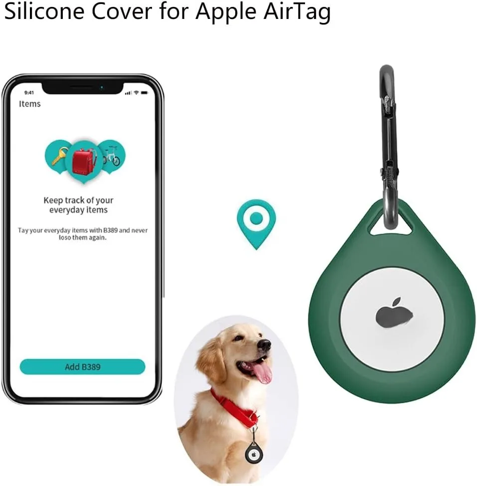 AirTag Holder AirTags for Kids Soft Silicone Case with Keychain Protective Cover Air Tags Dog Collar Cute Air Tag for Bags Keys